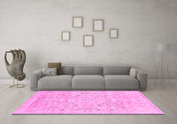 Machine Washable Abstract Pink Modern Rug, wshabs2144pnk