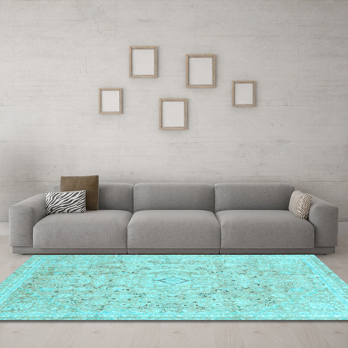 Machine Washable Abstract Light Blue Modern Rug in a Living Room, wshabs2144lblu