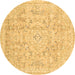 Round Abstract Brown Modern Rug, abs2144brn