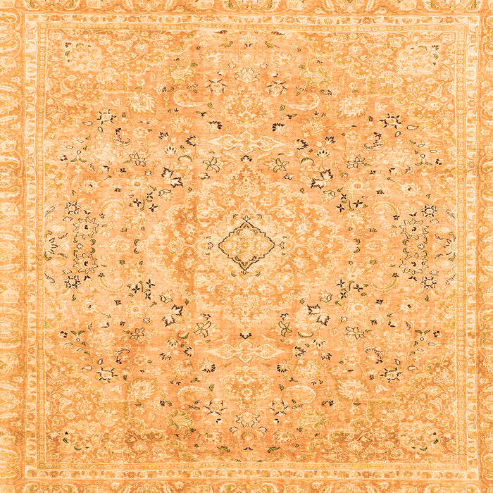 Square Machine Washable Abstract Orange Modern Area Rugs, wshabs2144org