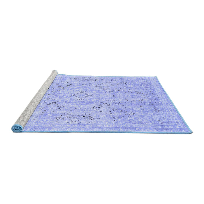 Sideview of Machine Washable Abstract Blue Modern Rug, wshabs2144blu