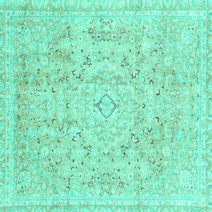Square Machine Washable Abstract Turquoise Modern Area Rugs, wshabs2144turq