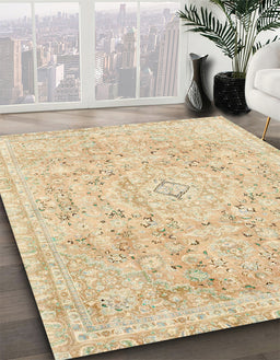 Machine Washable Abstract Brown Gold Rug in a Family Room, wshabs2144
