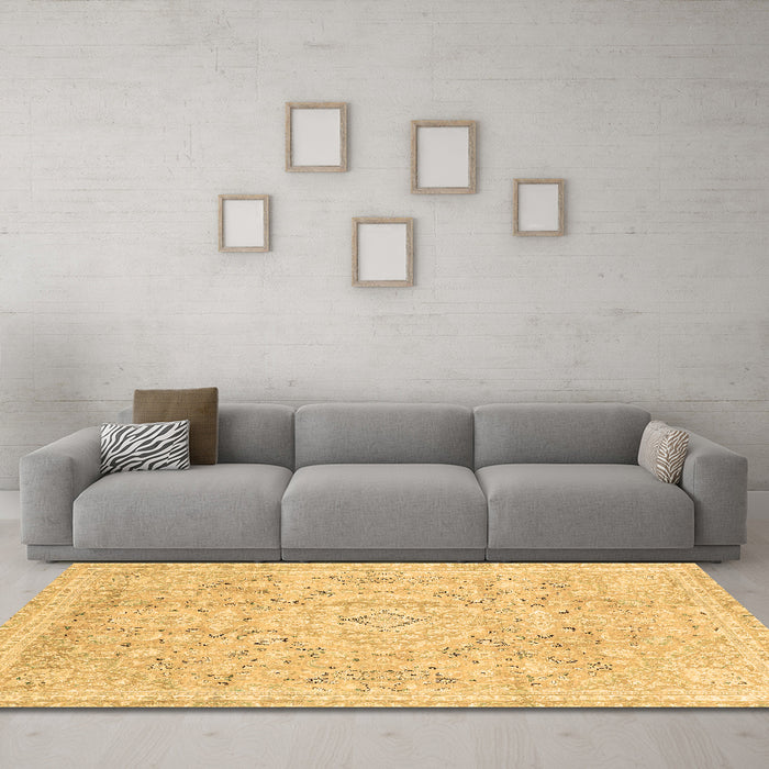Machine Washable Abstract Brown Modern Rug in a Living Room,, wshabs2144brn