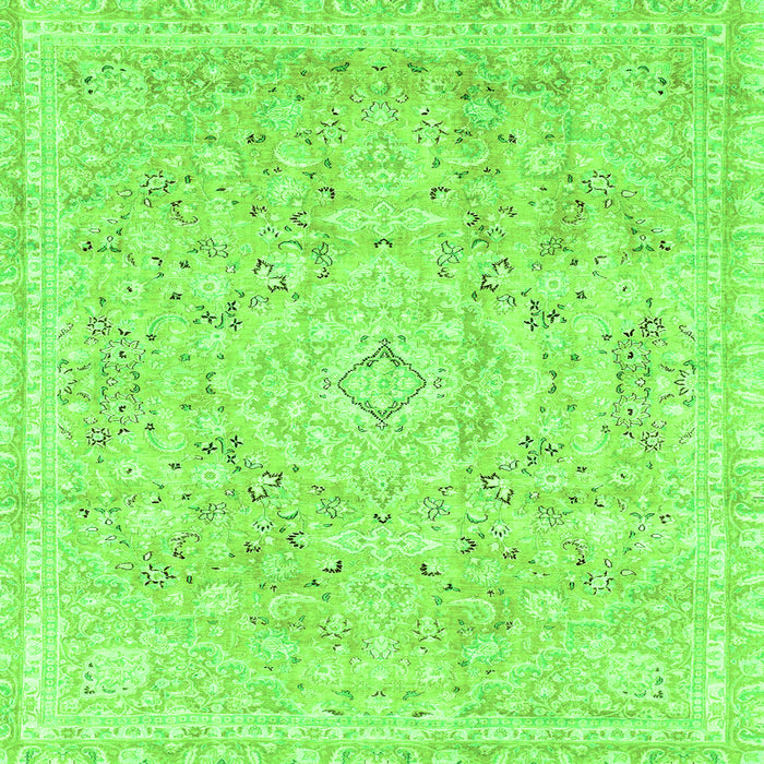 Square Machine Washable Abstract Green Modern Area Rugs, wshabs2144grn