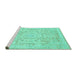 Sideview of Machine Washable Abstract Turquoise Modern Area Rugs, wshabs2144turq