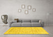 Machine Washable Abstract Yellow Modern Rug in a Living Room, wshabs2144yw