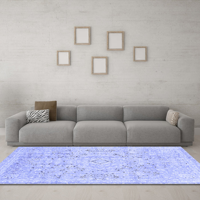 Machine Washable Abstract Blue Modern Rug in a Living Room, wshabs2144blu