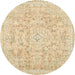 Round Machine Washable Abstract Brown Gold Rug, wshabs2144