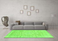 Machine Washable Abstract Green Modern Rug, wshabs2144grn