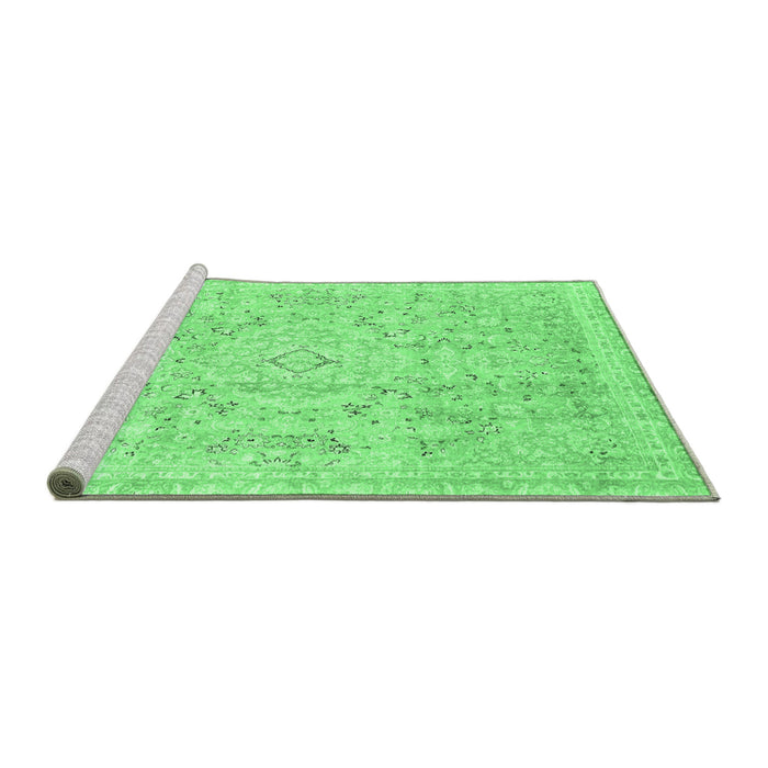 Sideview of Machine Washable Abstract Emerald Green Modern Area Rugs, wshabs2144emgrn