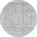 Round Machine Washable Abstract Gray Modern Rug, wshabs2144gry