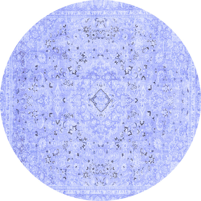 Round Abstract Blue Modern Rug, abs2144blu