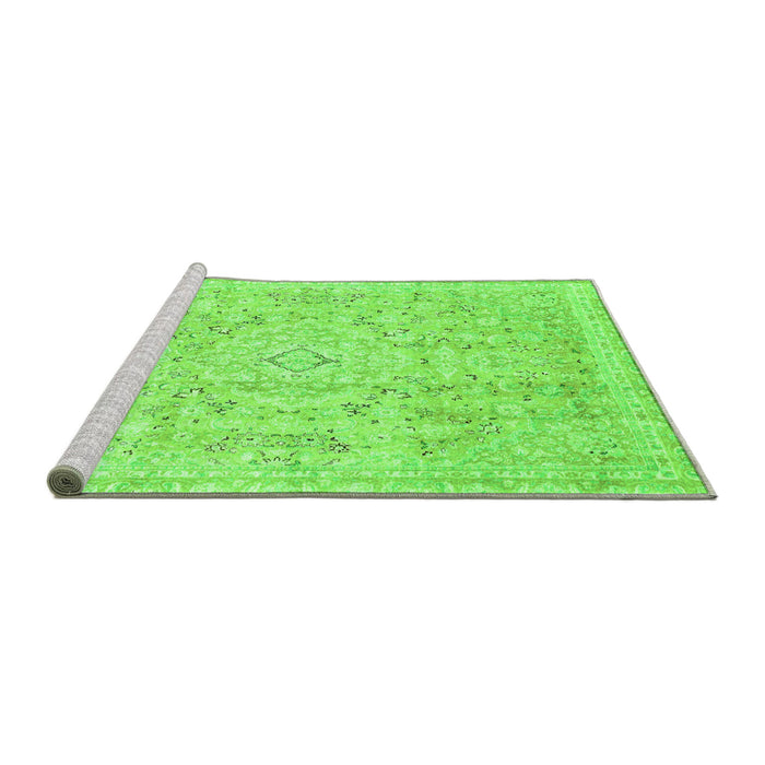 Sideview of Machine Washable Abstract Green Modern Area Rugs, wshabs2144grn