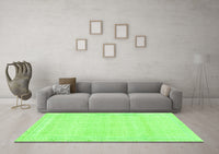 Machine Washable Abstract Green Modern Rug, wshabs2145grn