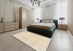 Abstract Golden Blonde Gold Modern Rug in a Bedroom, abs2145