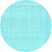 Round Abstract Light Blue Modern Rug, abs2145lblu