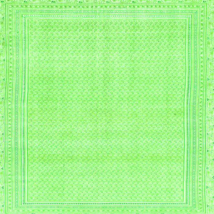 Square Machine Washable Abstract Green Modern Area Rugs, wshabs2145grn