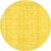 Round Abstract Yellow Modern Rug, abs2145yw