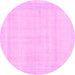 Round Machine Washable Abstract Pink Modern Rug, wshabs2145pnk