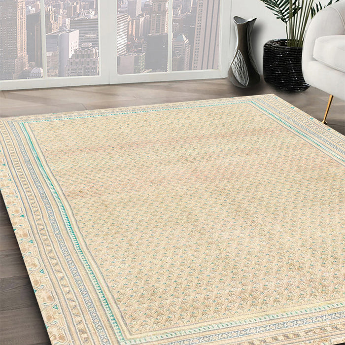 Machine Washable Abstract Gold Rug in a Family Room, wshabs2145