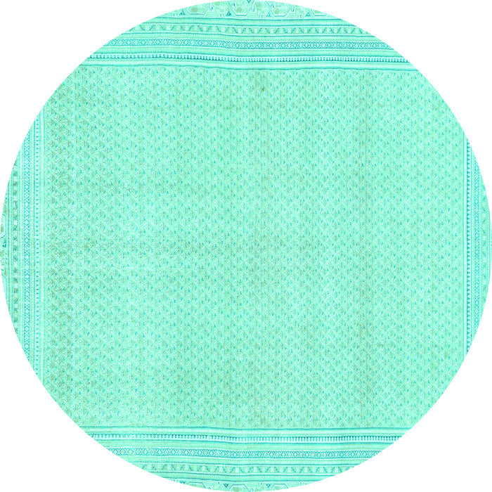 Round Machine Washable Abstract Turquoise Modern Area Rugs, wshabs2145turq