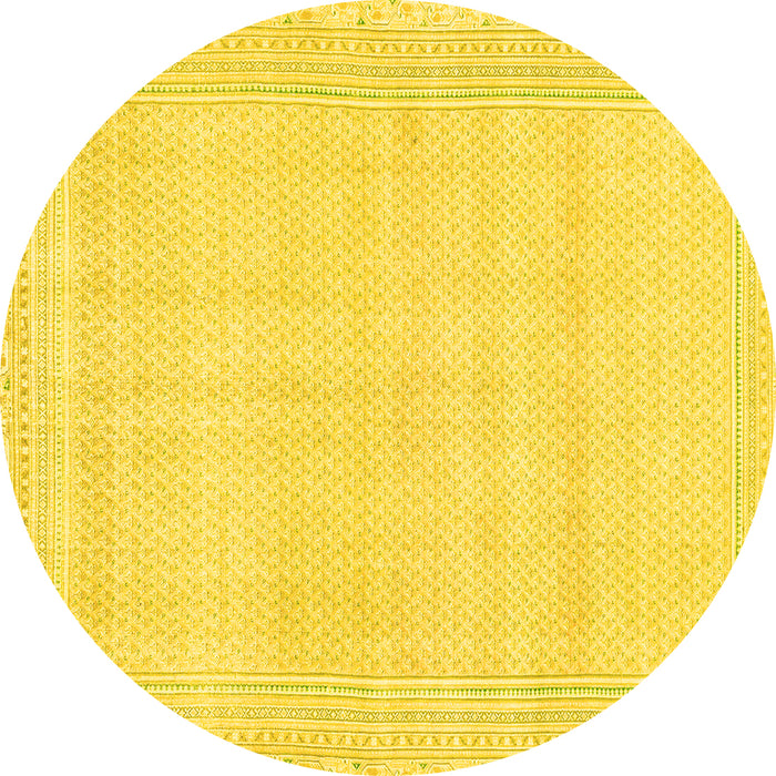 Round Machine Washable Abstract Yellow Modern Rug, wshabs2145yw