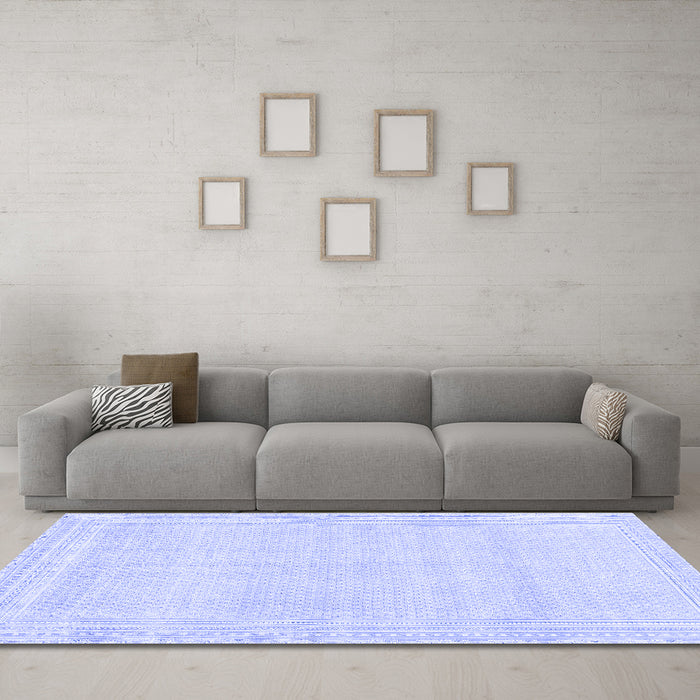 Machine Washable Abstract Blue Modern Rug in a Living Room, wshabs2145blu