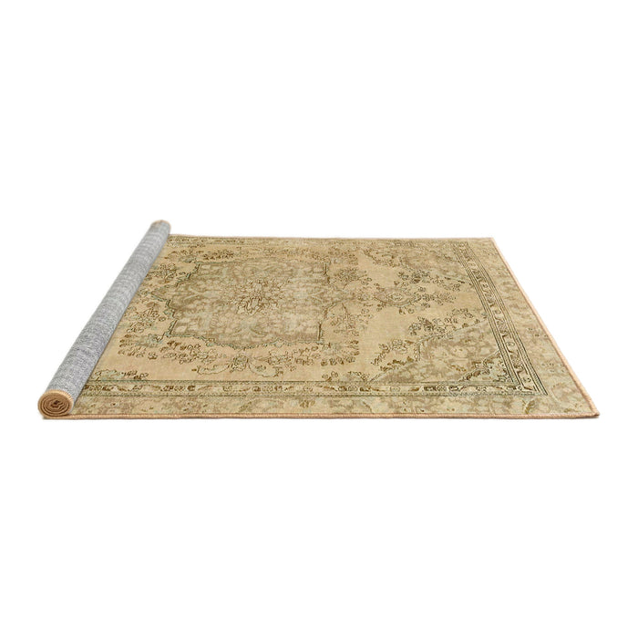 Sideview of Machine Washable Abstract Bronze Brown Rug, wshabs2146