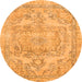 Round Machine Washable Abstract Orange Modern Area Rugs, wshabs2146org