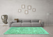 Machine Washable Abstract Turquoise Modern Area Rugs in a Living Room,, wshabs2146turq