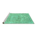 Sideview of Machine Washable Abstract Turquoise Modern Area Rugs, wshabs2146turq