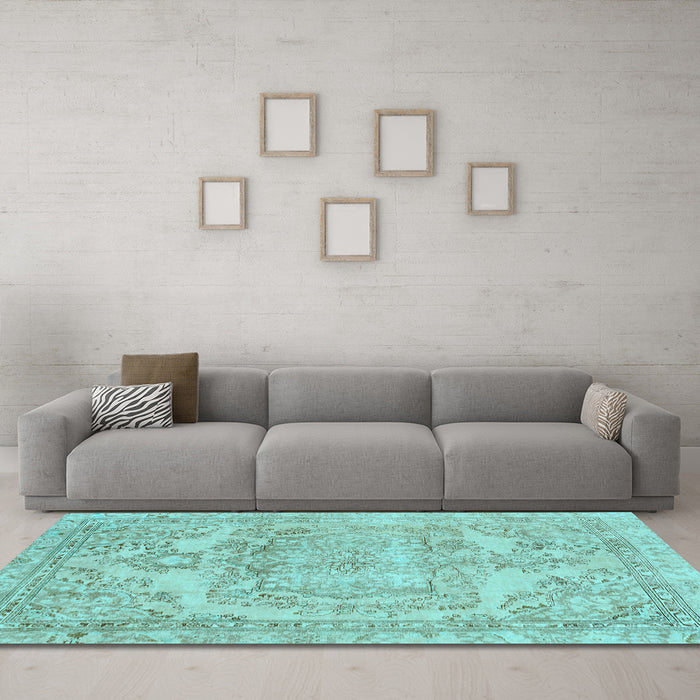 Machine Washable Abstract Light Blue Modern Rug in a Living Room, wshabs2146lblu