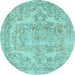 Round Machine Washable Abstract Light Blue Modern Rug, wshabs2146lblu