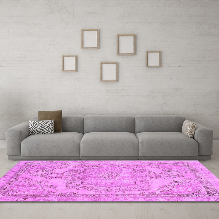 Machine Washable Abstract Purple Modern Area Rugs in a Living Room, wshabs2146pur