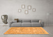 Machine Washable Abstract Orange Modern Area Rugs in a Living Room, wshabs2146org