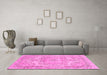 Machine Washable Abstract Pink Modern Rug in a Living Room, wshabs2146pnk