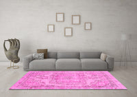 Machine Washable Abstract Pink Modern Rug, wshabs2146pnk