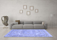 Machine Washable Abstract Blue Modern Rug, wshabs2146blu