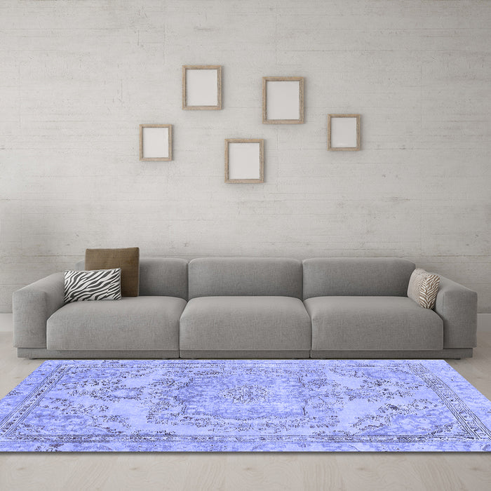 Machine Washable Abstract Blue Modern Rug in a Living Room, wshabs2146blu