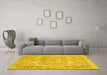 Machine Washable Abstract Yellow Modern Rug in a Living Room, wshabs2146yw