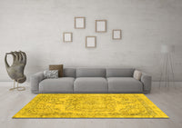 Machine Washable Abstract Yellow Modern Rug, wshabs2146yw