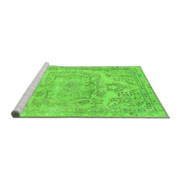 Sideview of Machine Washable Abstract Green Modern Area Rugs, wshabs2146grn