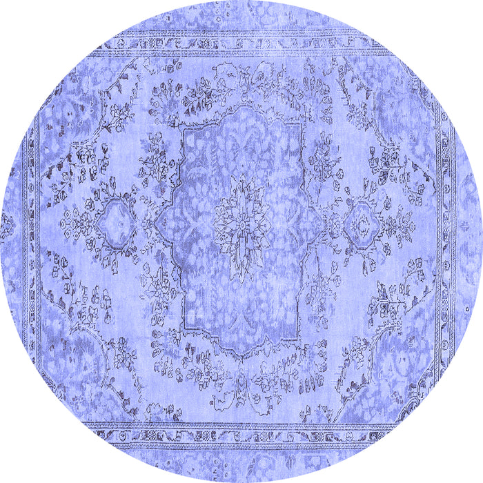 Round Abstract Blue Modern Rug, abs2146blu