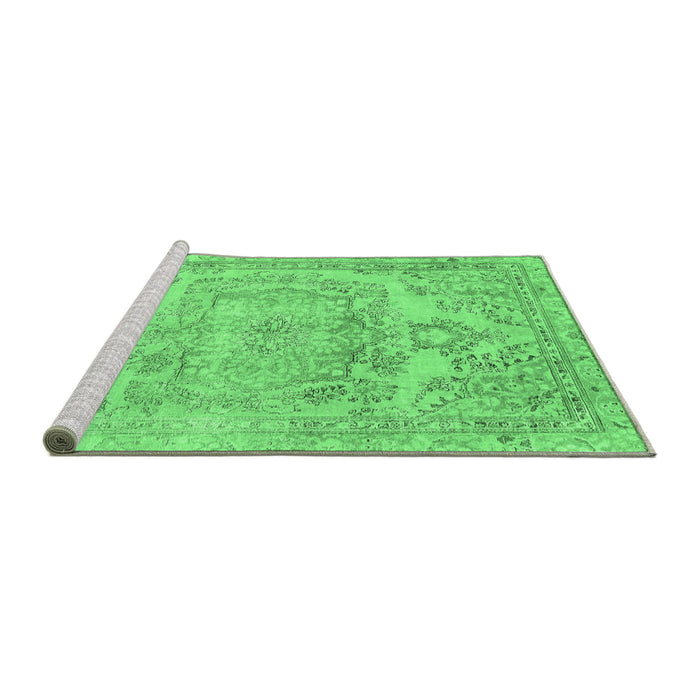 Sideview of Machine Washable Abstract Emerald Green Modern Area Rugs, wshabs2146emgrn