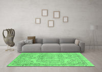 Machine Washable Abstract Emerald Green Modern Rug, wshabs2146emgrn