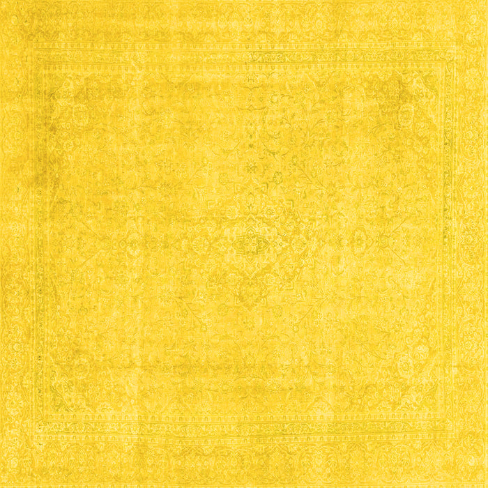 Square Machine Washable Abstract Yellow Modern Rug, wshabs2147yw