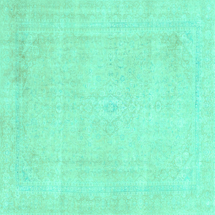 Square Abstract Turquoise Modern Rug, abs2147turq