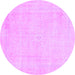 Round Machine Washable Abstract Purple Modern Area Rugs, wshabs2147pur