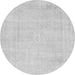 Round Machine Washable Abstract Gray Modern Rug, wshabs2147gry